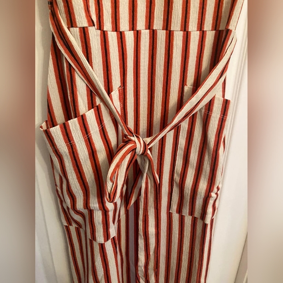 River Island Red Stripe Tie Waist Midi Dress Size 10 RRP £38 - Picture 4 of 5